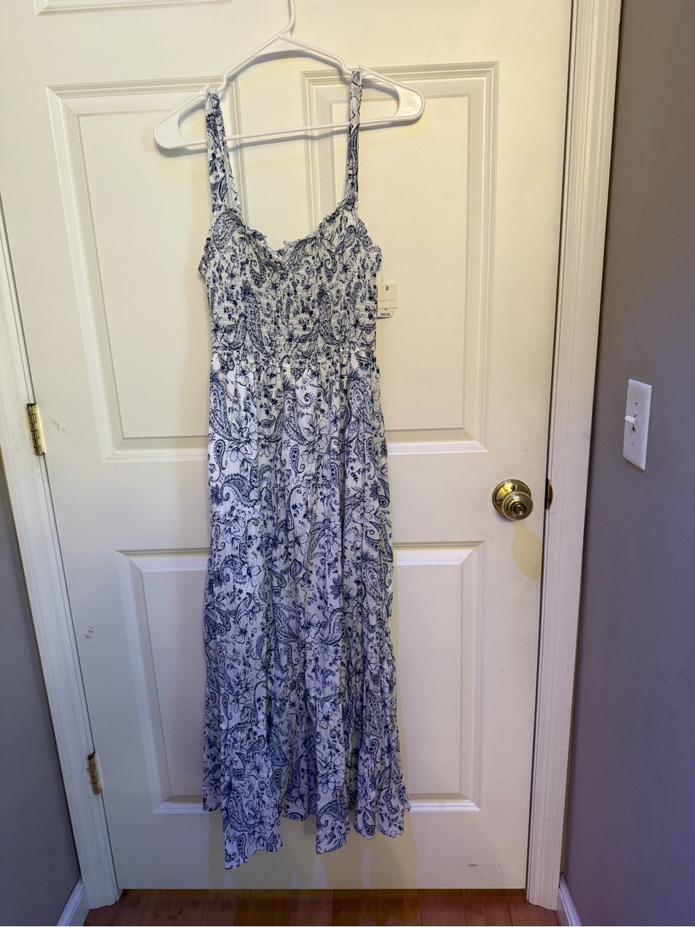NWT Ultra Flirt Blue Floral Smocked Maxi Dress XL